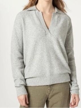 J.Crew 100% Cashmere Collared Sweater Gray Knit Pullover Women's Medium